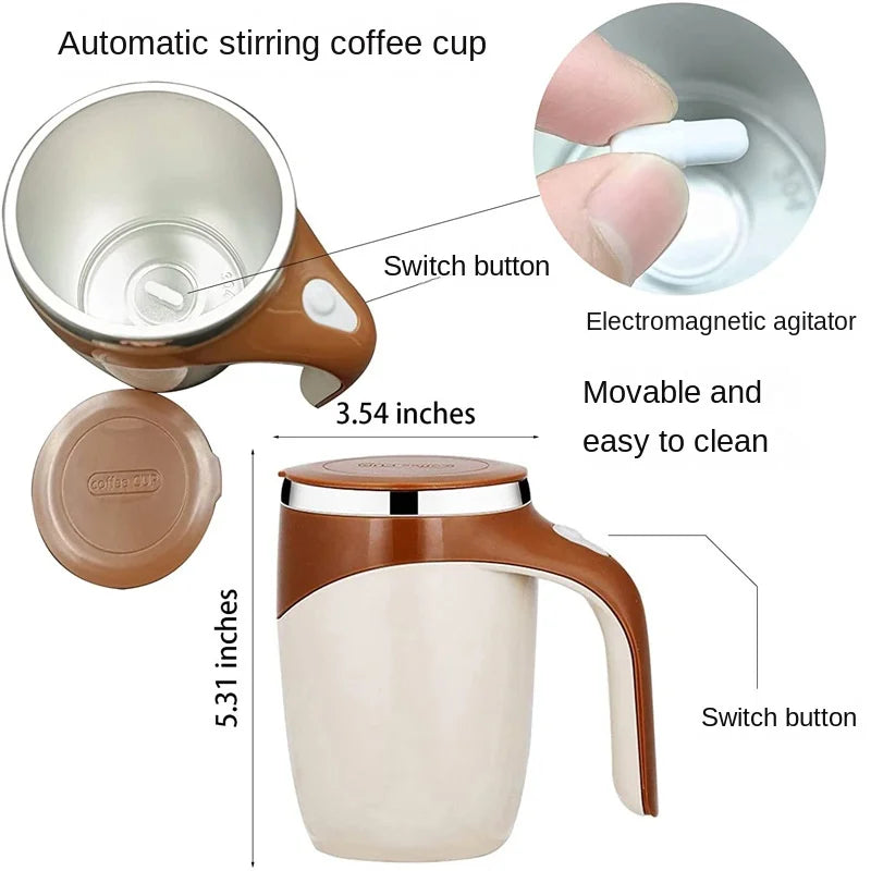 Caneca Elétrica Misturadora Magnética — 380ml | USB | Aço Inox Premium