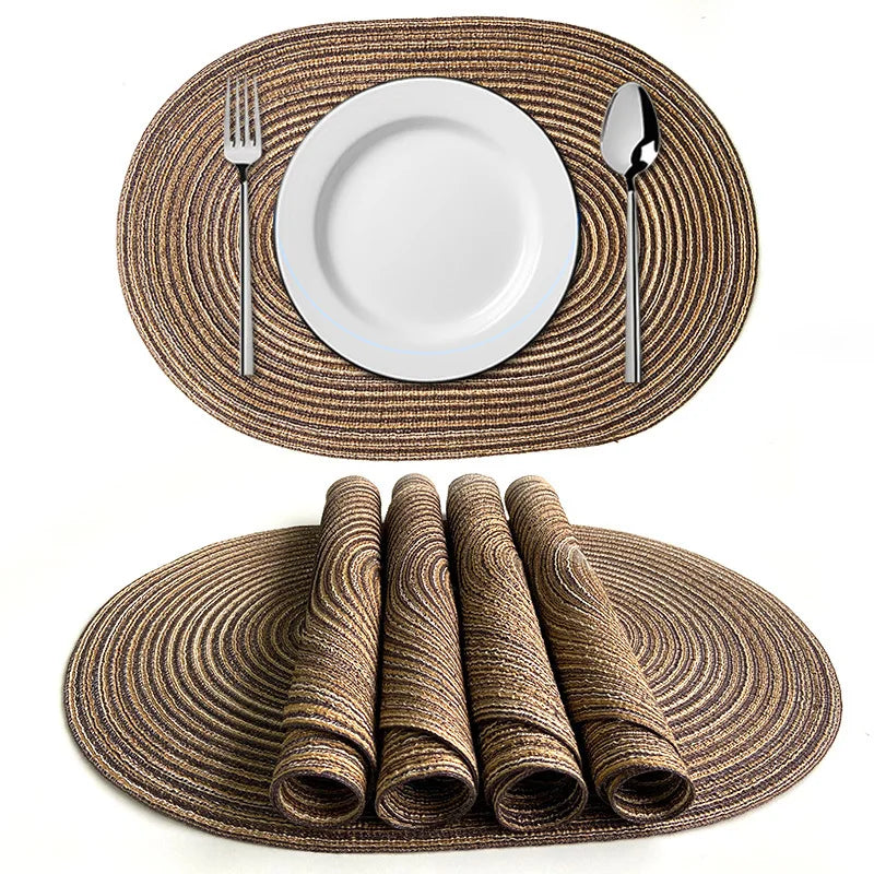 Jogo Americano Oval Trançado — Kit com 1, 4, 6 ou 10 Peças | Ecológico e Lavável