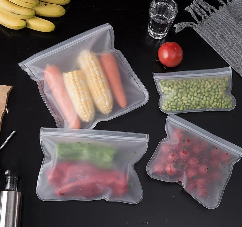 5/10pcs Silicone Food Grade Storage Containers Leakproof Containers Reusable Ziplock Freezer Fresh Bag Food Storage Sealed Bag