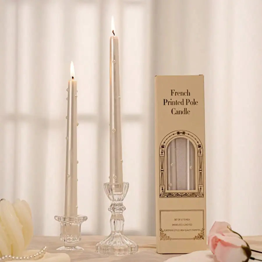 2/4pcs 25cm Long-Stem Pearl Candle — Hotel-Style Tabletop Accent | European-Inspired Romantic, Smokeless Candlelight Dinner