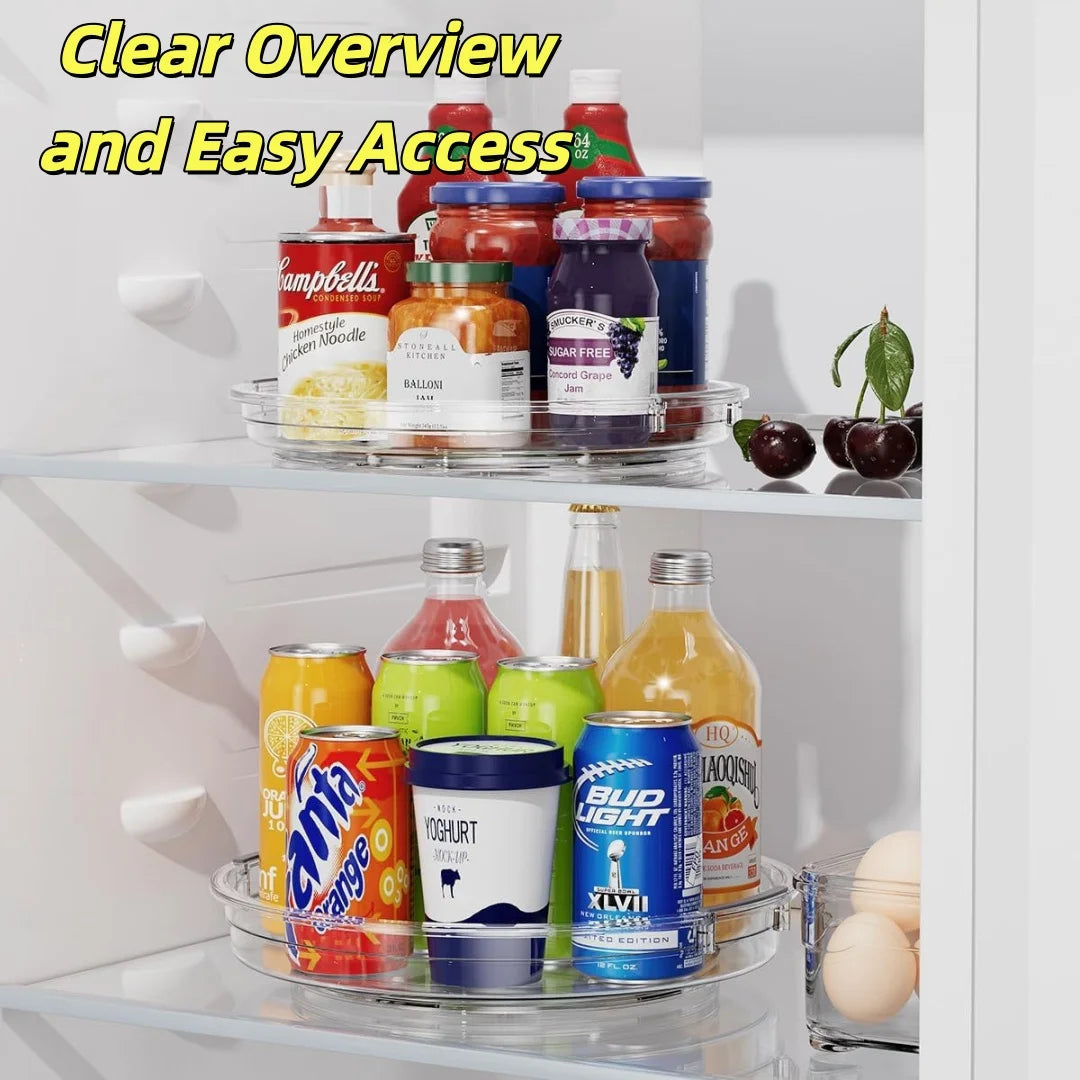 Organizador Giratório Lazy Susan 360° — Plástico Transparente | Geladeira e Armário