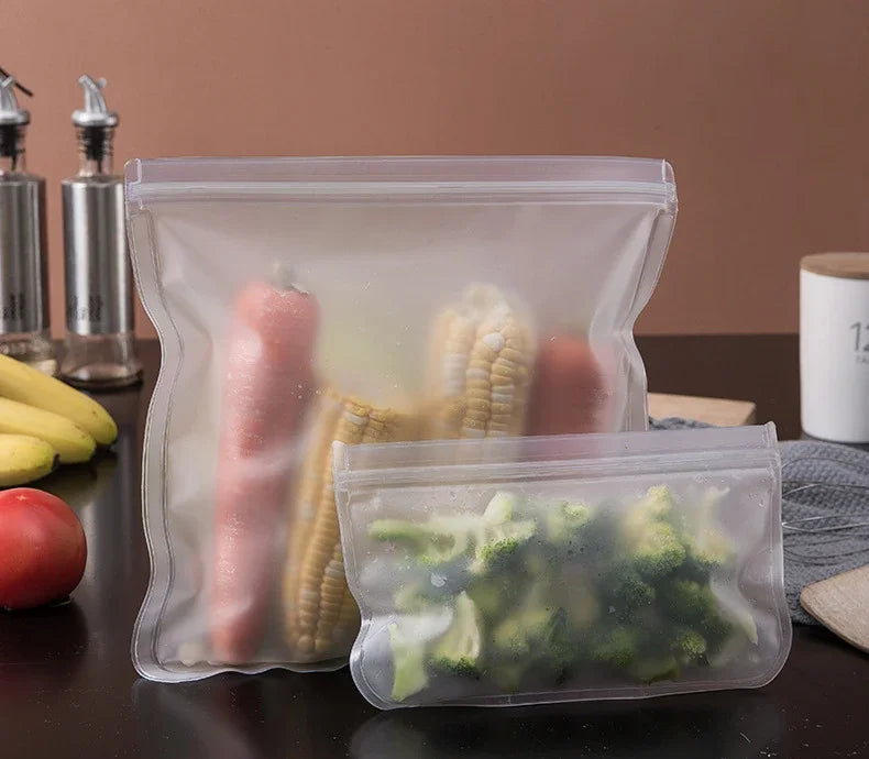 5/10pcs Silicone Food Grade Storage Containers Leakproof Containers Reusable Ziplock Freezer Fresh Bag Food Storage Sealed Bag