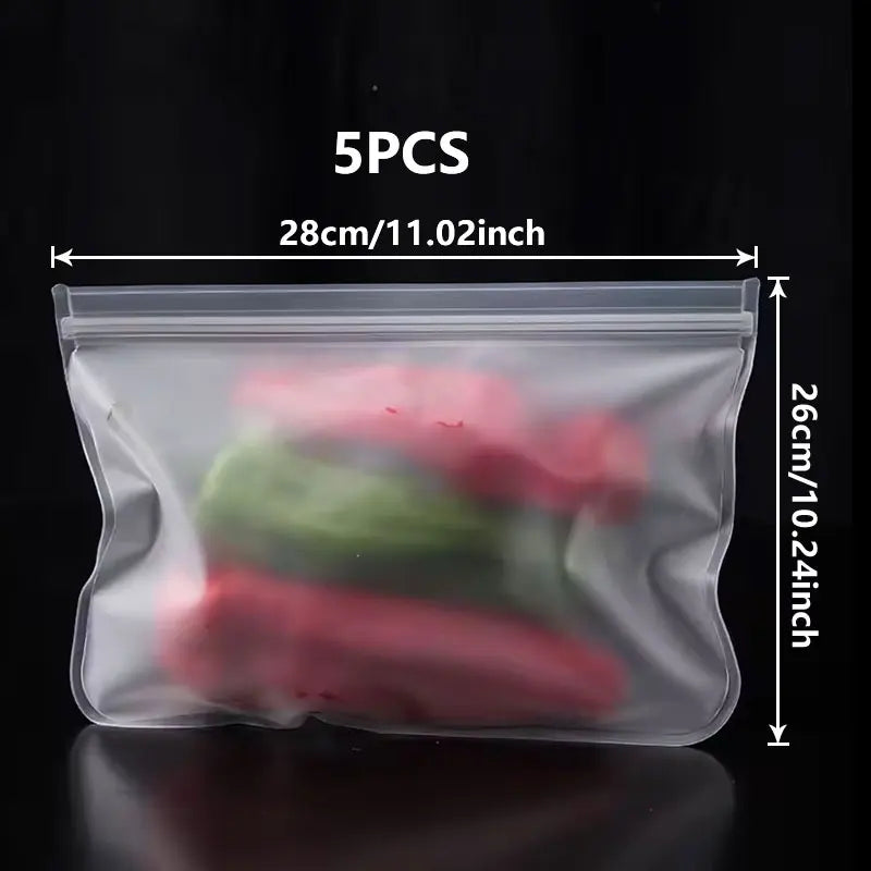 5/10pcs Silicone Food Grade Storage Containers Leakproof Containers Reusable Ziplock Freezer Fresh Bag Food Storage Sealed Bag