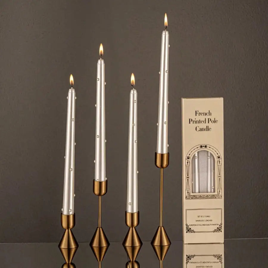 2/4pcs 25cm Long-Stem Pearl Candle — Hotel-Style Tabletop Accent | European-Inspired Romantic, Smokeless Candlelight Dinner