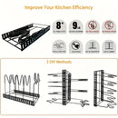 8 layer iron pot rack trimmers, heavy metal pot storage, anti-rust kitchen rack with skid resistant course