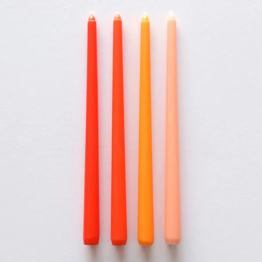 4Pcs Gradient Color Candle Conical Long Rod Candles Dripless Smokeless Candle Romantic Wedding Birthday Party Table Decoration