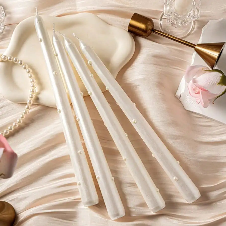 2/4pcs 25cm Long-Stem Pearl Candle — Hotel-Style Tabletop Accent | European-Inspired Romantic, Smokeless Candlelight Dinner