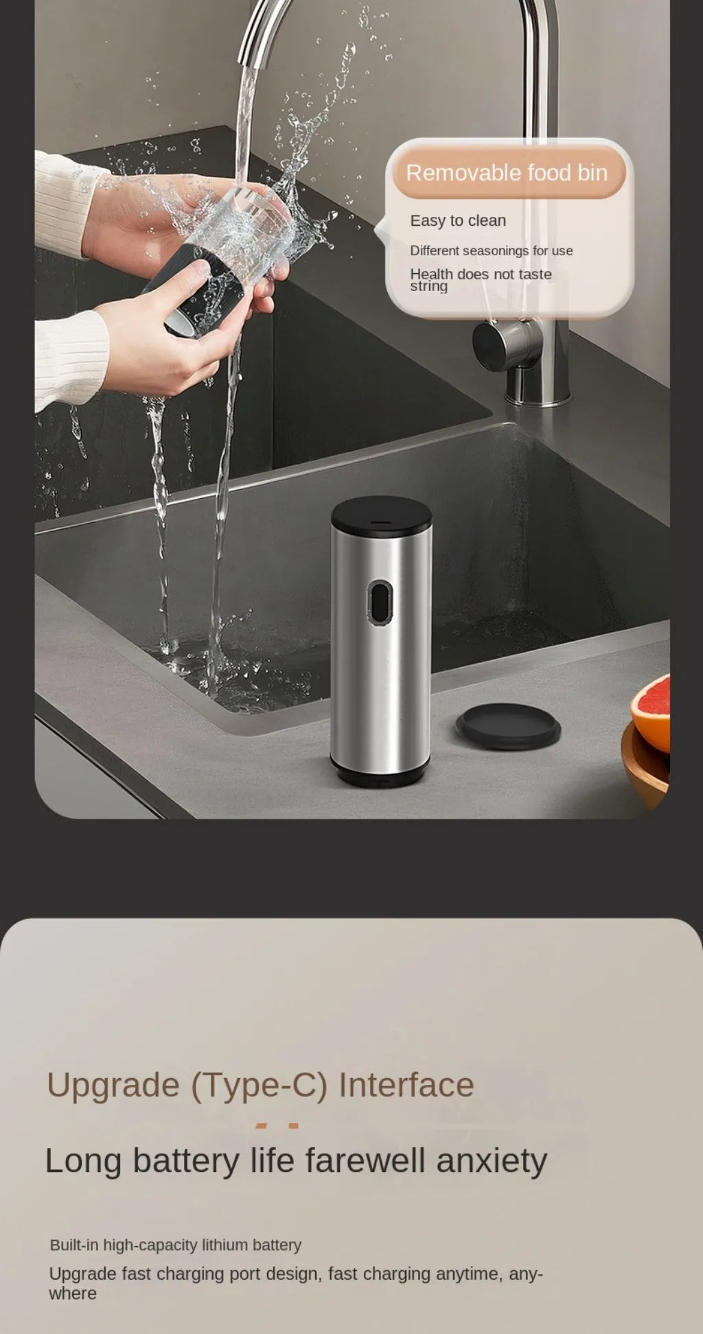 Moedor Elétrico de Sal e Pimenta — Recarregável | Kit 2 Peças | Inox Certificado