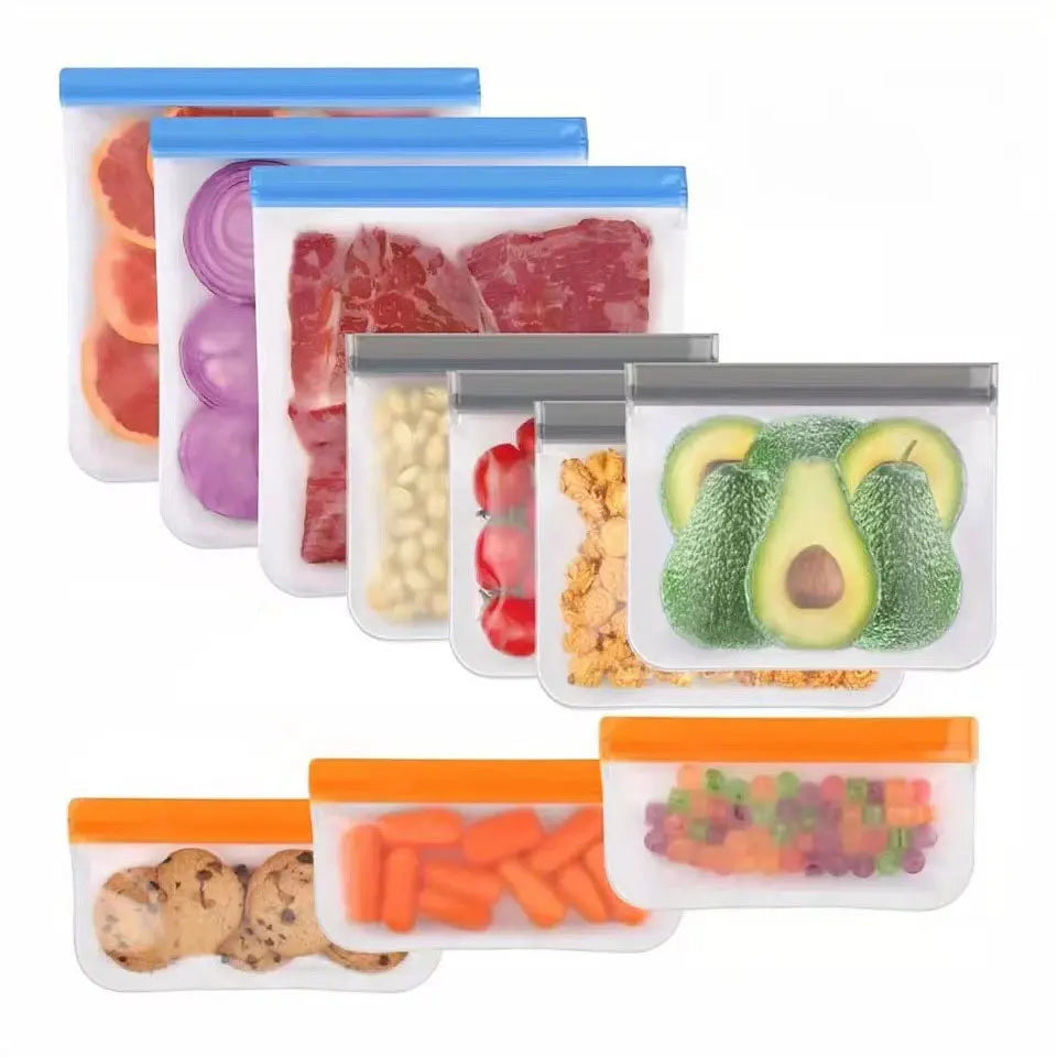 5/10pcs Silicone Food Grade Storage Containers Leakproof Containers Reusable Ziplock Freezer Fresh Bag Food Storage Sealed Bag