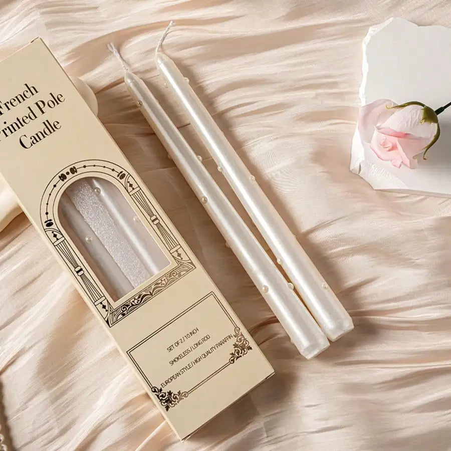 2/4pcs 25cm Long-Stem Pearl Candle — Hotel-Style Tabletop Accent | European-Inspired Romantic, Smokeless Candlelight Dinner