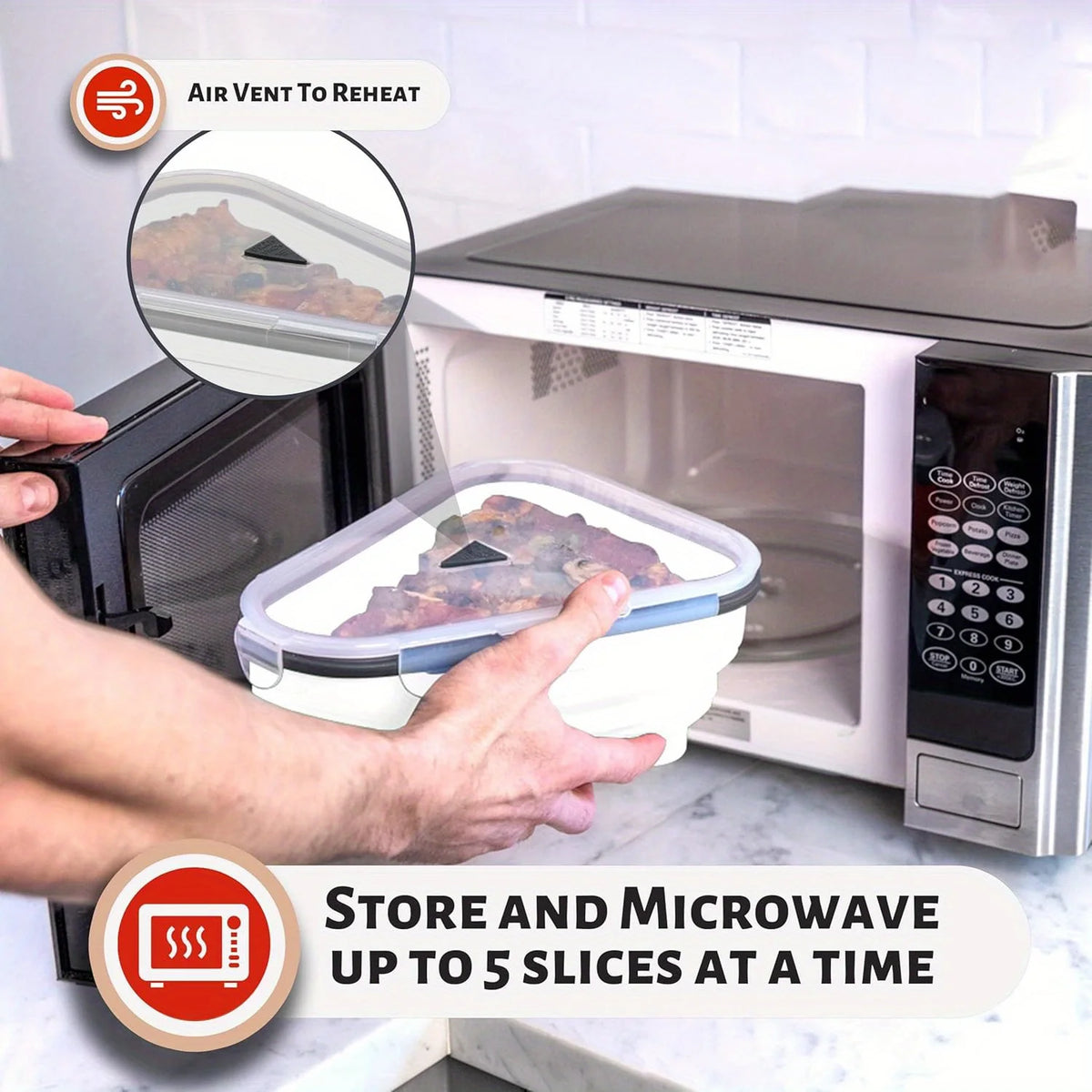 1pc Kitchen Organizers Pizza Slice Food Container With Lids Silicone Reusable Lunch Box Foldable Pizza Slice Storage Holder Save