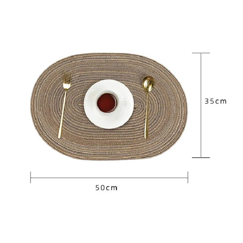 Jogo Americano Oval Trançado — Kit com 1, 4, 6 ou 10 Peças | Ecológico e Lavável