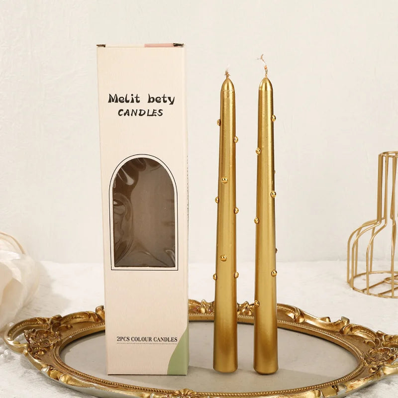 Smoke-Free Long Candles for Home Use, Coloured Pearl Texture, Wedding Candlelight Dinner Candlesticks, Holiday Decoration