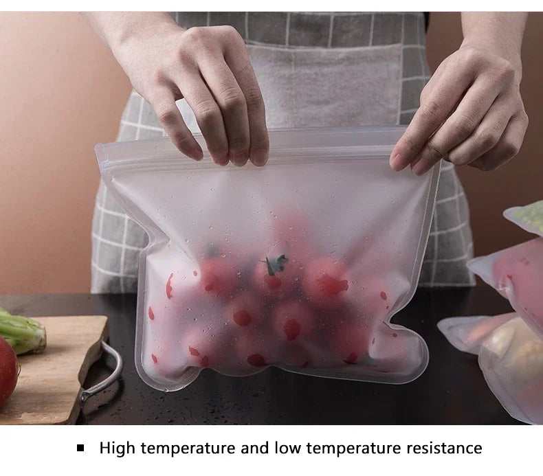 5/10pcs Silicone Food Grade Storage Containers Leakproof Containers Reusable Ziplock Freezer Fresh Bag Food Storage Sealed Bag