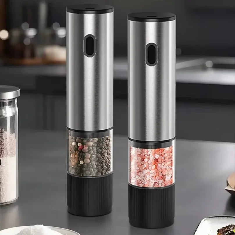 Moedor Elétrico de Sal e Pimenta — Recarregável | Kit 2 Peças | Inox Certificado