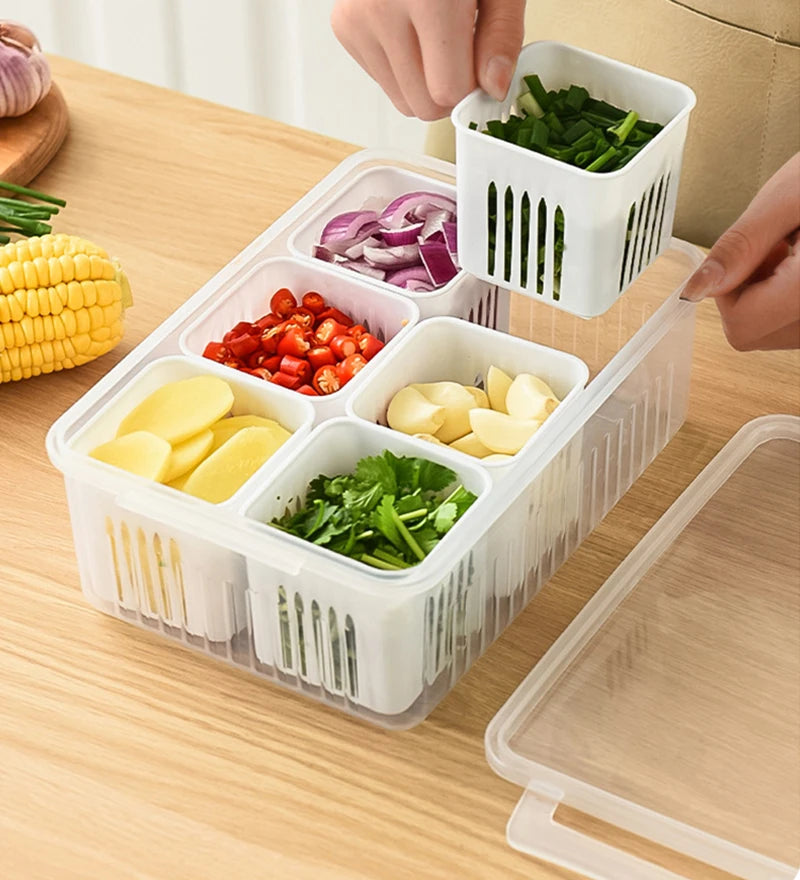 Organizador Modular para Geladeira com Cestos Drenantes