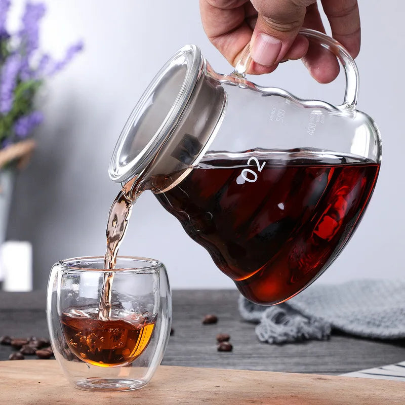 Cafeteira de Vidro Transparente — Servidor Pour Over Resistente ao Calor 360ml, 600ml e 800ml