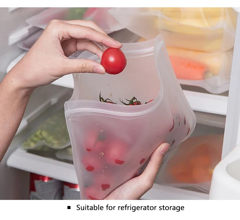 5/10pcs Silicone Food Grade Storage Containers Leakproof Containers Reusable Ziplock Freezer Fresh Bag Food Storage Sealed Bag