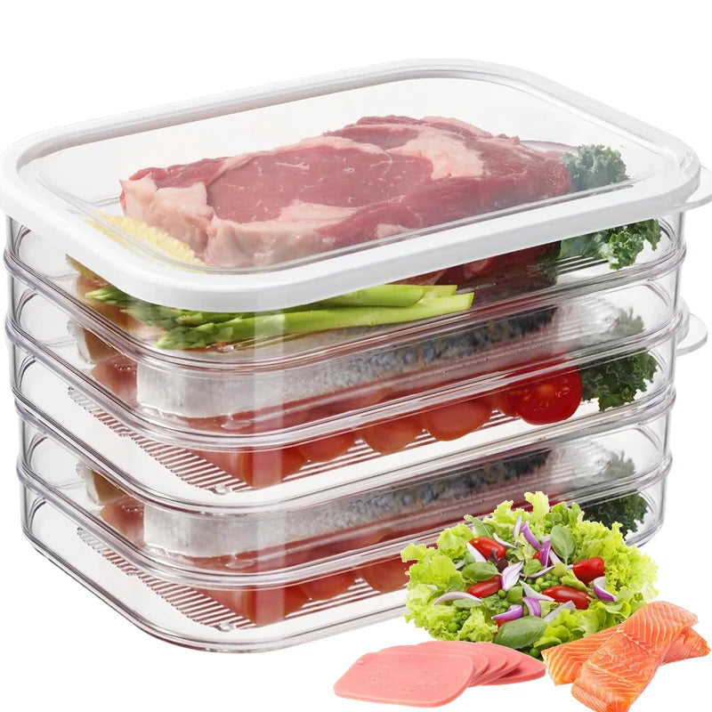 Pote Empilhável para Alimentos com Tampa — Reutilizável | Carne, Queijo e Frios