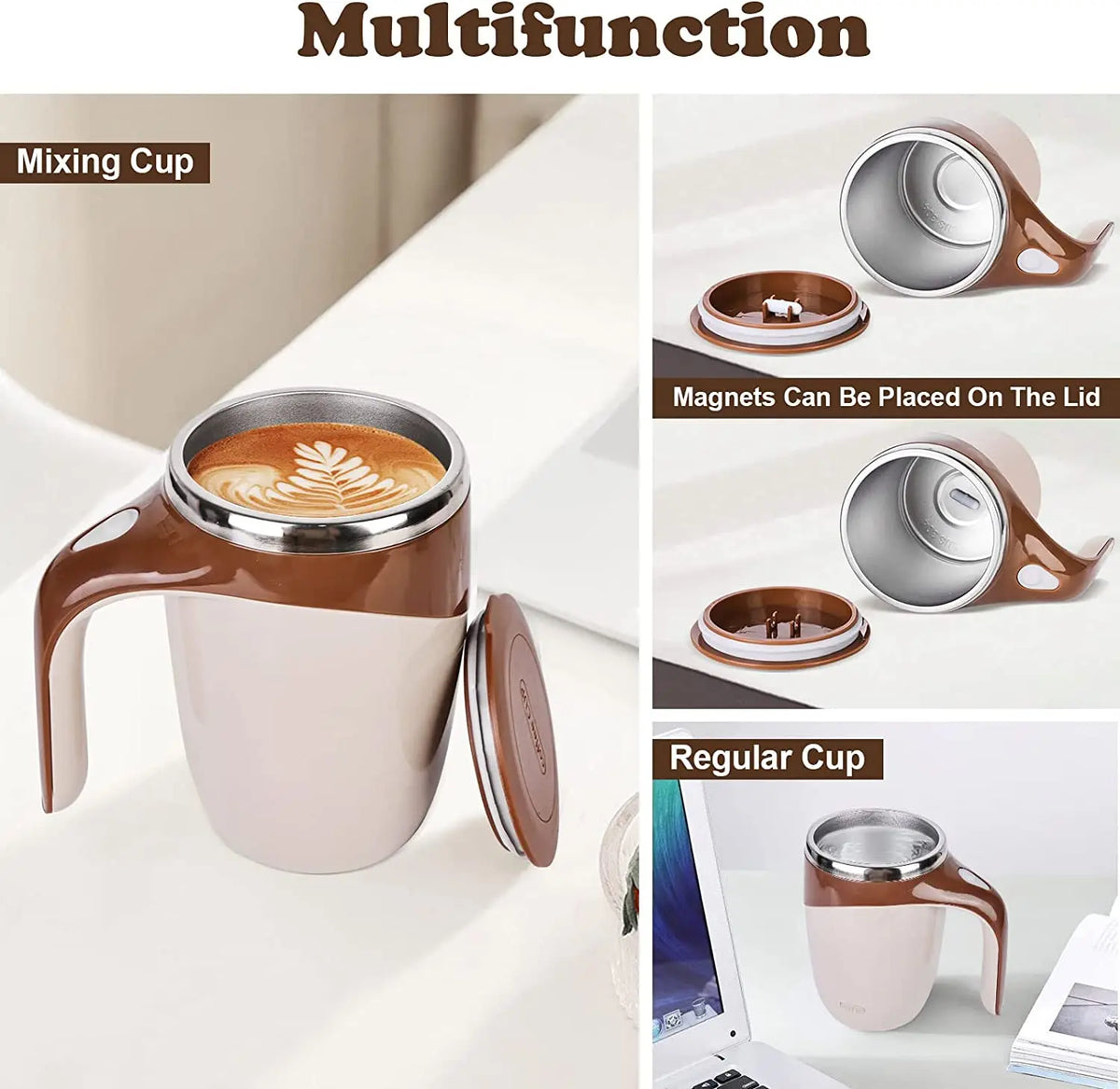 Caneca Elétrica Misturadora Magnética — 380ml | USB | Aço Inox Premium