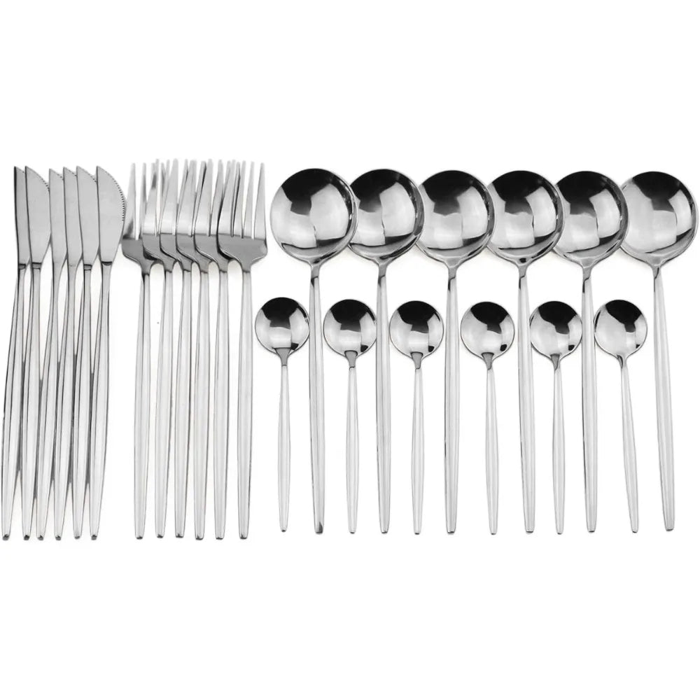 Conjunto de Talheres 24 Peças FEB.WIND — Aço Inoxidável Premium para 6 Pessoas
