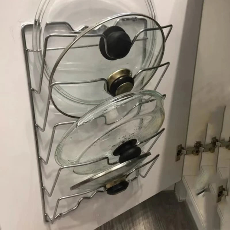 Rack Organizador de Tampas de Panelas — 5 Camadas | Parede | Antiferrugem