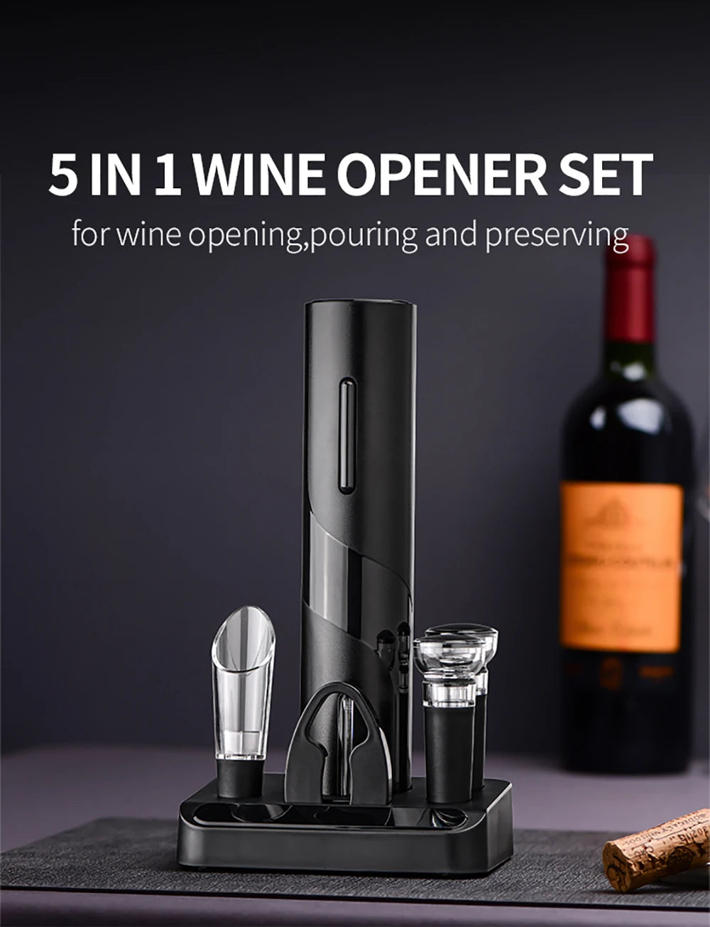 Electric Wine Opener Rechargeable Automatic Corkscrew Wine Openers for Beer Bottle Opener Foil Cutter Kitchen Bar Can Opener