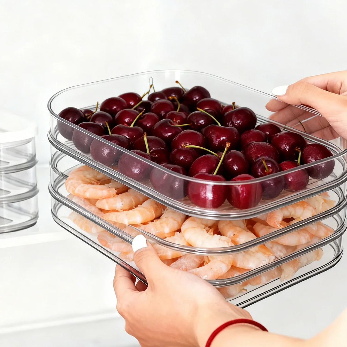 Pote Empilhável para Alimentos com Tampa — Reutilizável | Carne, Queijo e Frios