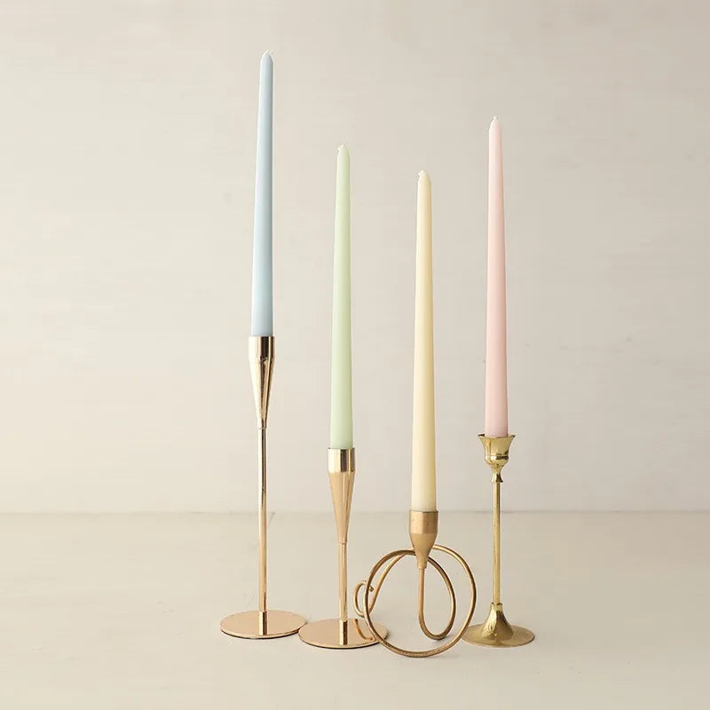 4Pcs Gradient Color Candle Conical Long Rod Candles Dripless Smokeless Candle Romantic Wedding Birthday Party Table Decoration