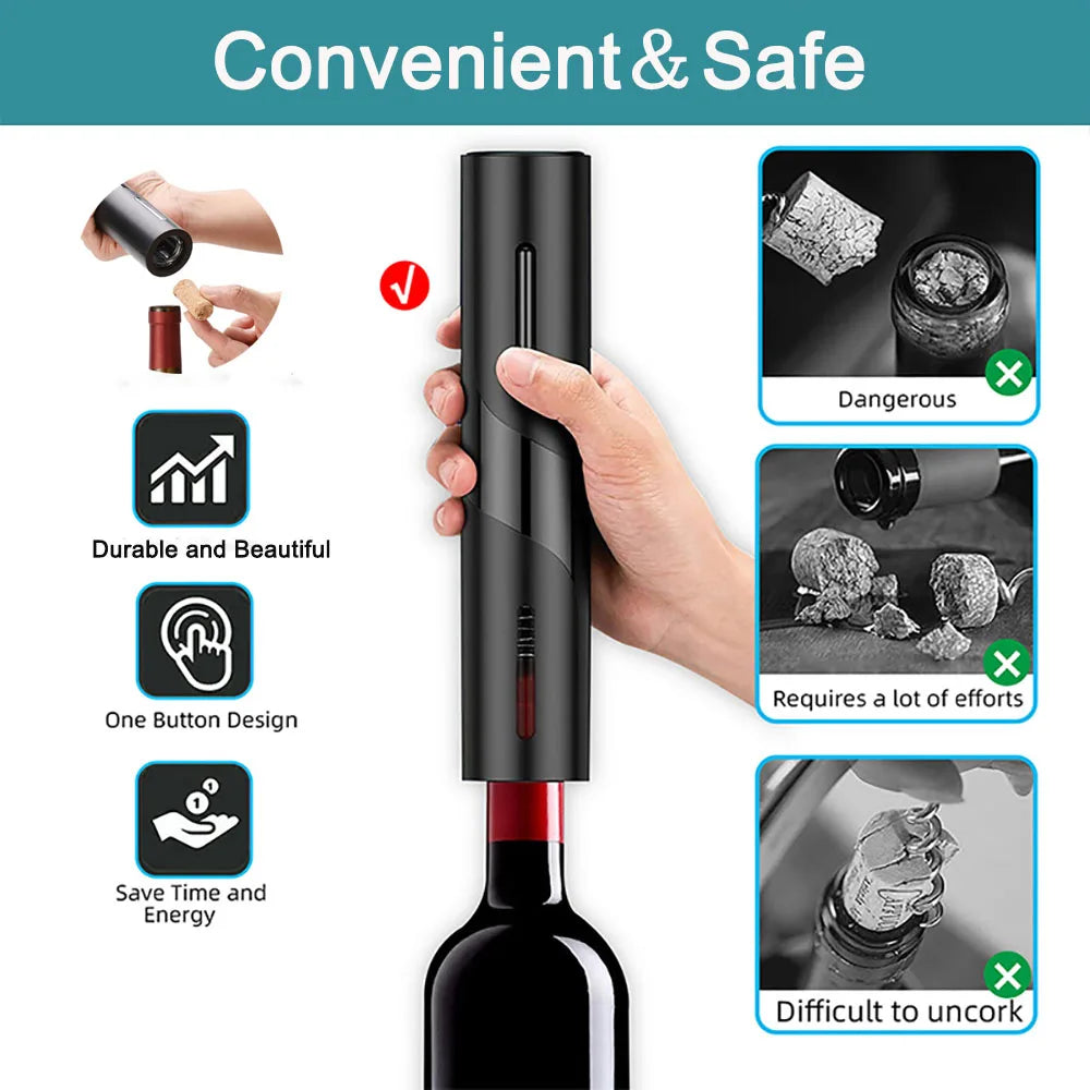 Electric Wine Opener Rechargeable Automatic Corkscrew Wine Openers for Beer Bottle Opener Foil Cutter Kitchen Bar Can Opener
