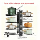 8 layer iron pot rack trimmers, heavy metal pot storage, anti-rust kitchen rack with skid resistant course