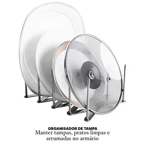 Rack Ajustável Organizador De Tampas de Panelas e Utensílios de Cozinha Compre 2 Leve 3