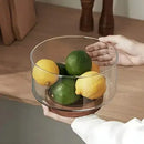 Tigela De Vidro Saladeira Com Base De Madeira Redonda