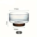 Tigela De Vidro Saladeira Com Base De Madeira Redonda