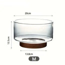 Tigela De Vidro Saladeira Com Base De Madeira Redonda