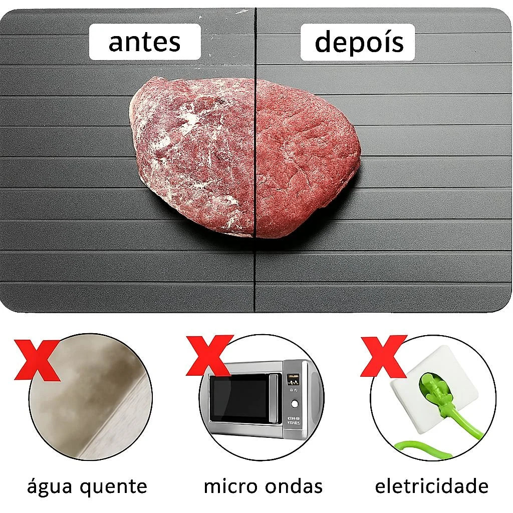 Tábua de descongelamento de gelo para derretimento rápido, bife, frutos do mar